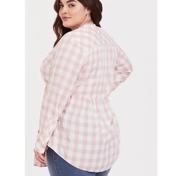 Torrid EMMA BLUSH PINK PLAID CHALLIS BABYDOLL TUNIC sz 2 2x - Picture 10 of 10